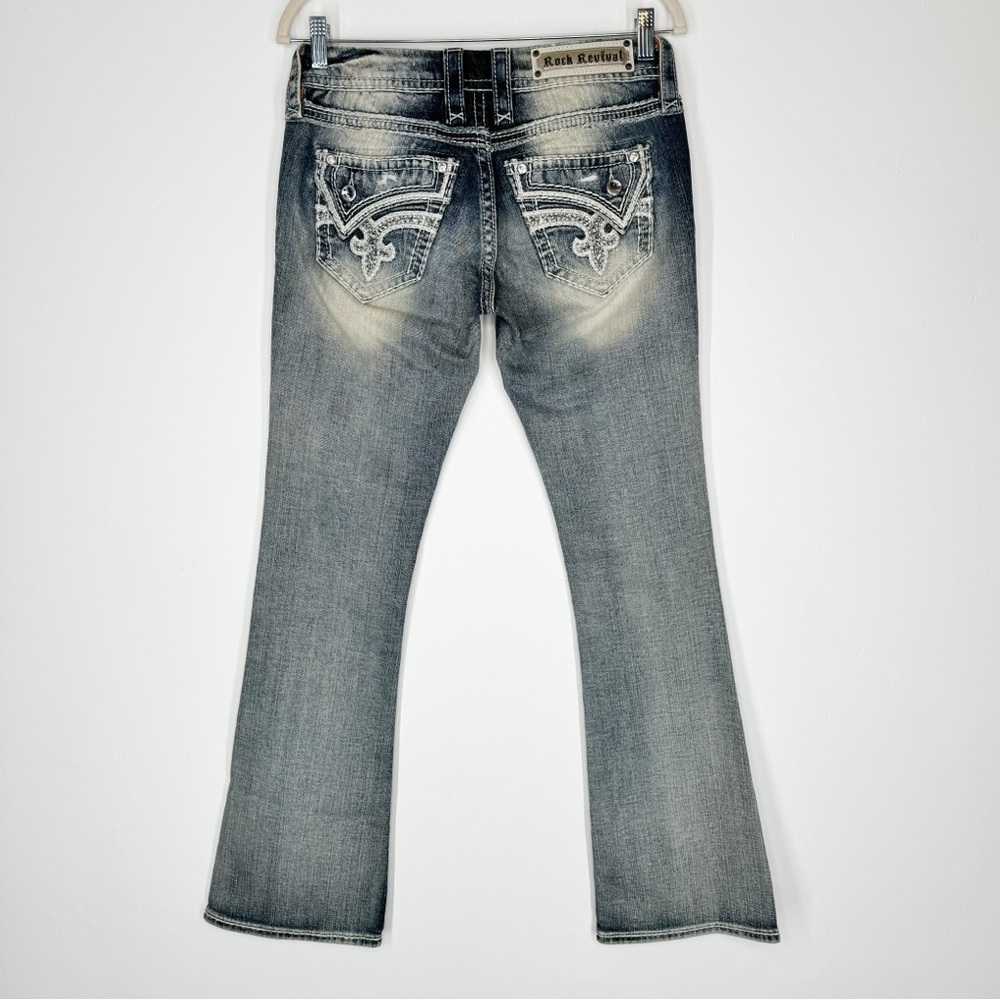 Rock Revival Kaitlyn Boot Cut Jeans Rhinestones Sequins Womenβs Size 27